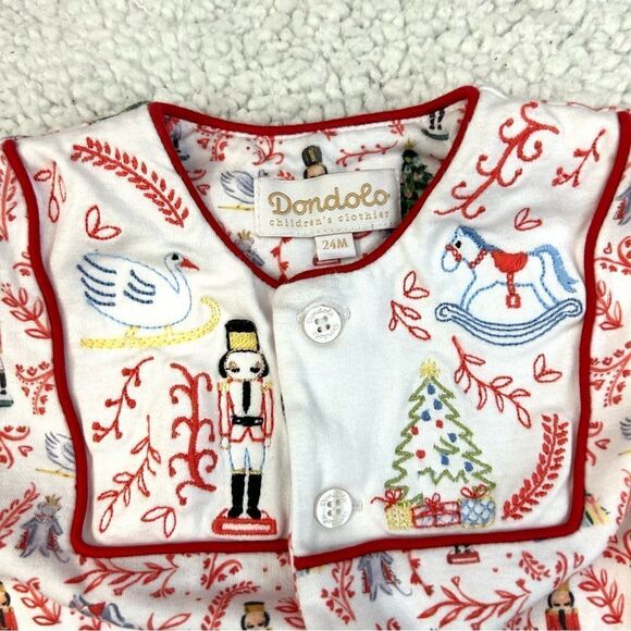 DONDOLO Nutcracker Christmas Print Embroidered
Pima Cotton Footie Pajama 24 mos - Picture 5 of 7